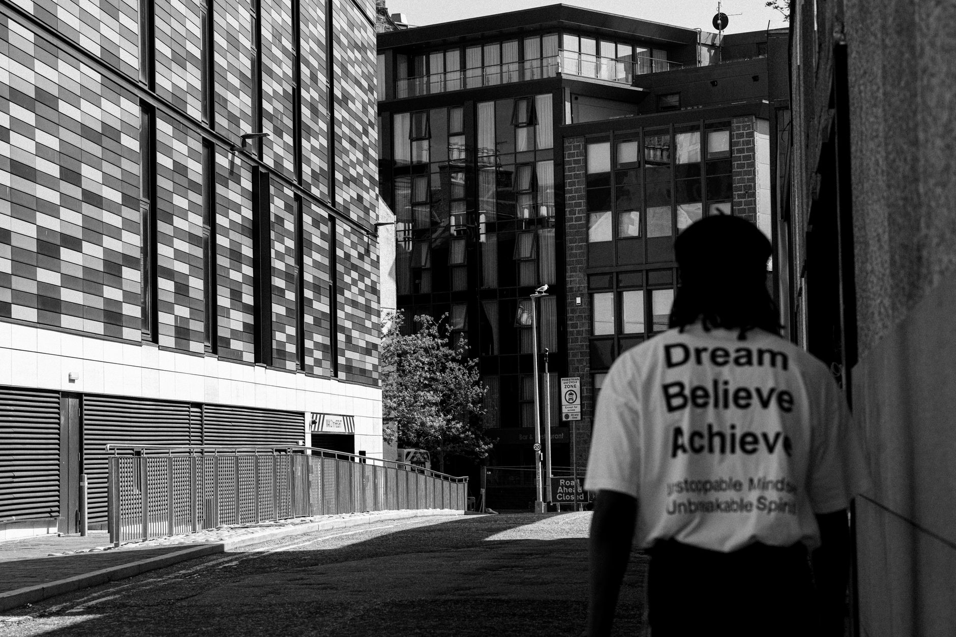 urban street scene with inspirational message